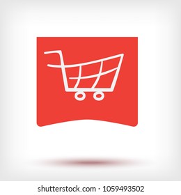 Supermarket shopping cart.  Vector icon illustration