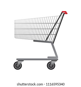 Supermarket Shopping Cart Vector and White Background