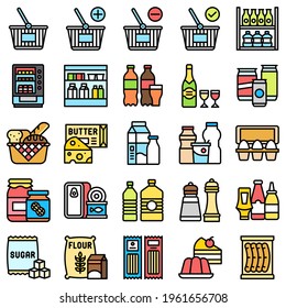 Supermarket and Shopping mall related icon set 2, fiiled style vector illustration