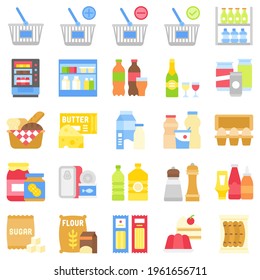 Supermarket and Shopping mall related icon set 2, flat style vector illustration