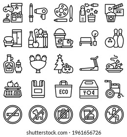 Supermarket and Shopping mall related icon set 5, line style vector illustration