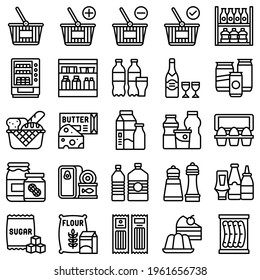 Supermarket and Shopping mall related icon set 2, line style vector illustration