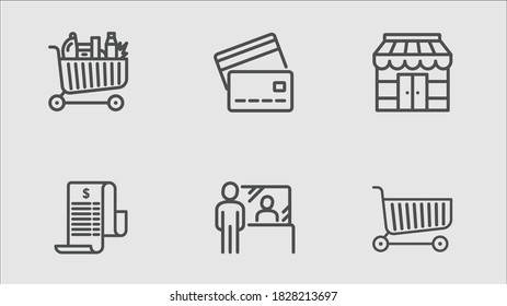 Supermarket and shopping related icon set 