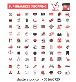 supermarket shopping retail  icons, signs vector concept set for infographics, mobile, website, application
