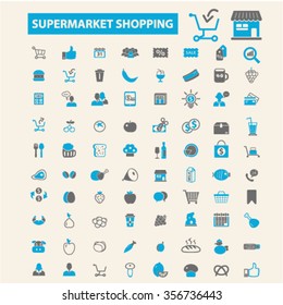 supermarket shopping retail  icons, signs vector concept set for infographics, mobile, website, application
