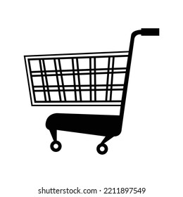 Supermarket shopping trolley cart icon | Black Vector illustration |