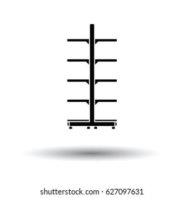 Supermarket showcase icon. Black background with white. Vector illustration.
