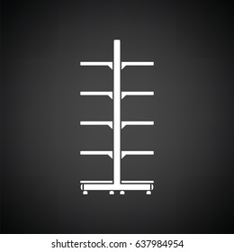 Supermarket showcase icon. Black background with white. Vector illustration.