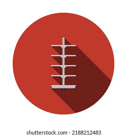 Icono de la muestra de supermercado. Diseño De Esténcil De Círculo Plano Con Sombra Larga. Ilustración vectorial.