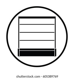 Supermarket showcase icon. Thin circle design. Vector illustration.