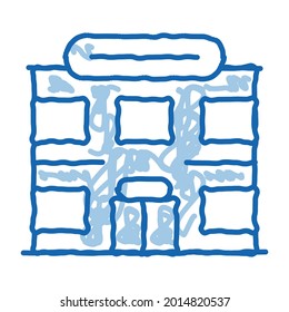 Supermarket sketch icon vector. Hand drawn blue doodle line art Supermarket sign. isolated symbol illustration