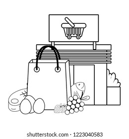 supermarket store business black and white