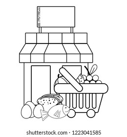supermarket store business black and white