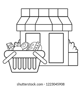 supermarket store business black and white