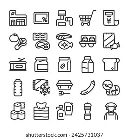 Supermarkt- und Shop-Icon-Set