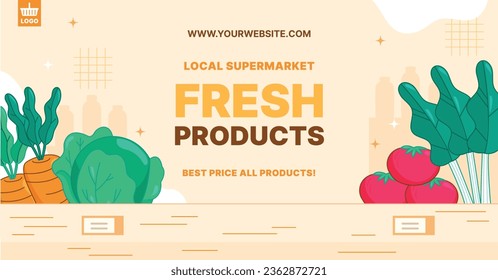 supermarket template. groceries. Grocery store, Shopping, Supermarket, Fresh food, Home delivery, Ordering, Sale concept. vector illustration for poster, banner, flyer, advertising, promo, commercial.