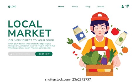 supermarket template. groceries. Grocery store, Shopping, Supermarket, Fresh food, Home delivery, Ordering, Sale concept. vector illustration for poster, banner, flyer, advertising, promo, commercial.