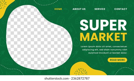 supermarket template. groceries. Grocery store, Shopping, Supermarket, Fresh food, Home delivery, Ordering, Sale concept. vector illustration for poster, banner, flyer, advertising, promo, commercial.