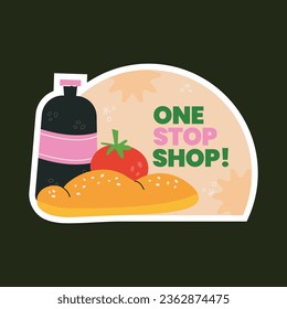 supermarket template. groceries. Grocery store, Shopping, Supermarket, Fresh food, Home delivery, Ordering, Sale concept. vector illustration for poster, Label, Sticker, advertising, promo, commercial