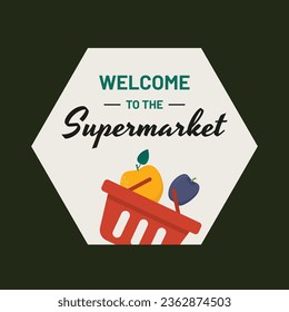 supermarket template. groceries. Grocery store, Shopping, Supermarket, Fresh food, Home delivery, Ordering, Sale concept. vector illustration for poster, Label, Sticker, advertising, promo, commercial