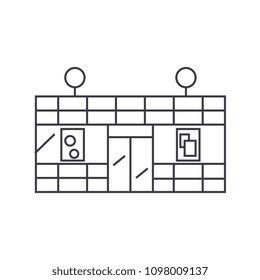 Supermarket thin line icon concept. Supermarket linear vector sign, symbol, illustration.