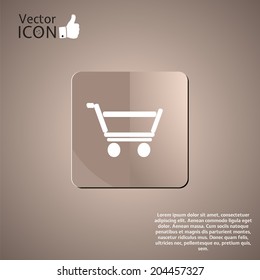 Supermarket trolley button on the background.