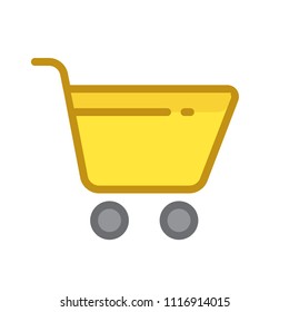 Supermarket trolley colored vector icon. Isolated on white background