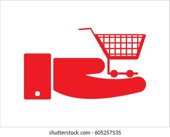 supermarket trolley, icon, vector illustration eps10
