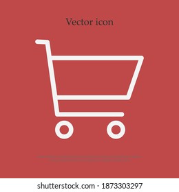 supermarket trolley line icon, outline vector illustration.