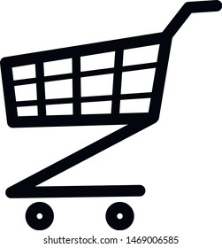 supermarket trolley, shopping basket, outline