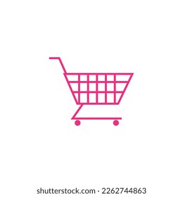 Supermarket trolley vector flat icon in pink color.