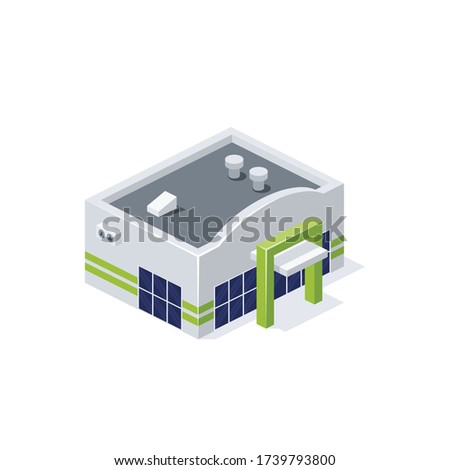 Supermarket. Vector 3d isometric, color web icon, new flat style. Creative illustration design, isolated graphic idea for infographics.