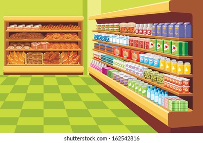 Supermarket. vector, color full, no gradient 