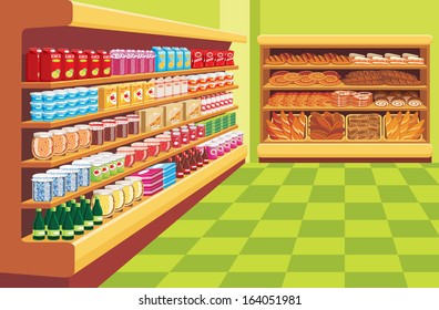 Supermarket. vector, color full, no gradient  