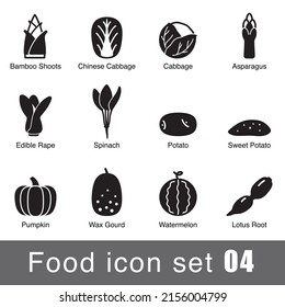 Supermarkt-Gemüsesymbole, Design, Vektorgrafik