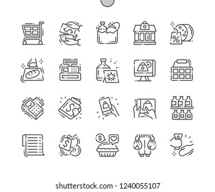 Supermarket Well-crafted Pixel Perfect Vector Thin Line Icons 30 2x Grid for Web Graphics and Apps. Simple Minimal Pictogram
