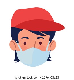 Supermarket Worker With Face Mask Vector Illustration Design