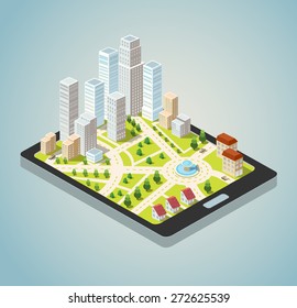 Supermarkets, skyscrapers and office buildings in urban areas of large cities