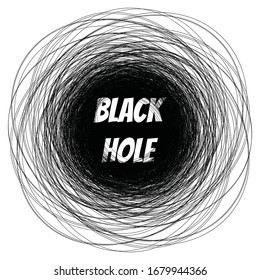 Supermassive black hole icon isolated. Hand drawn ink line circles or scribble circle doodle sketch, thin line rings, pencil handwritten art imitation