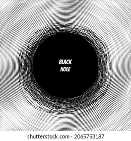 Supermassive black hole icon isolated. Hand drawn ink line circles or scribble circle doodle sketch, thin line rings, pencil handwritten art imitation with zoom effect