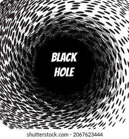 Supermassive black hole icon isolated. Hand drawn ink line circles or scribble circle doodle sketch, thin line rings, pencil handwritten art imitation with zoom effect