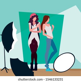 Supermodels women in studio design