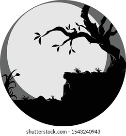 supermoon scenery in the shade of trees