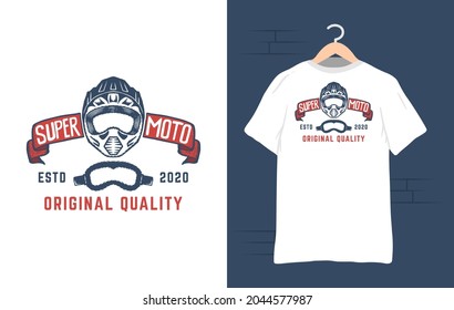 Supermoto Helmet Tshirt Illustration Vector