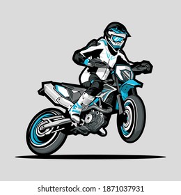 Supermoto Illustration Vector Design For T-Shirt and Easy edit