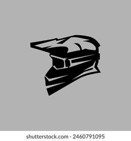 Supermoto Motocross helmet logo design template emblem badge.