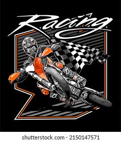 Supermoto Orange Racing Flag Background Vector Template