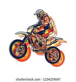 Supermoto Rider Ride a Supermoto Bike Illustration