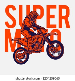 Supermoto Rider Ride a Supermoto Bike Illustration