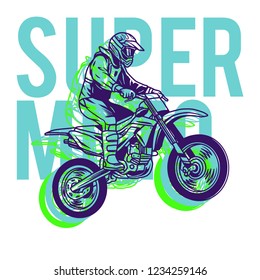 Supermoto Rider Ride a Supermoto Bike Illustration